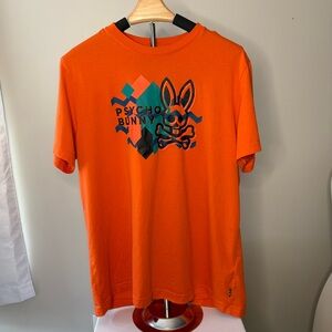 Psycho Bunny Orange Tee with Graphic Skull-and-Bunny